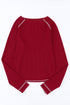 Grand Slam Style Baseball Print Waffle Knit Raglan Sleeve Top
